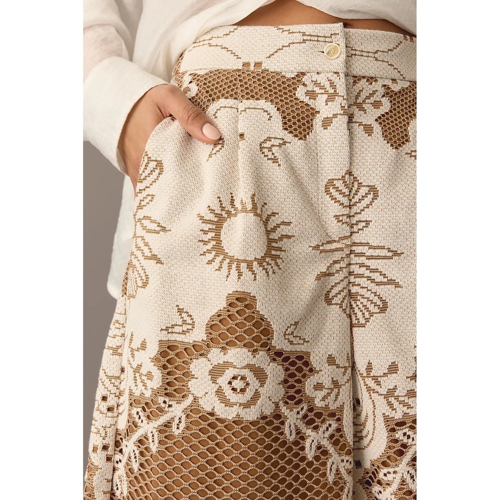 Anthro‎ Beatrice .B Lace Bermuda Shorts Ivory Boho Coastal Grandma Chic $337 NEW - Picture 3 of 16